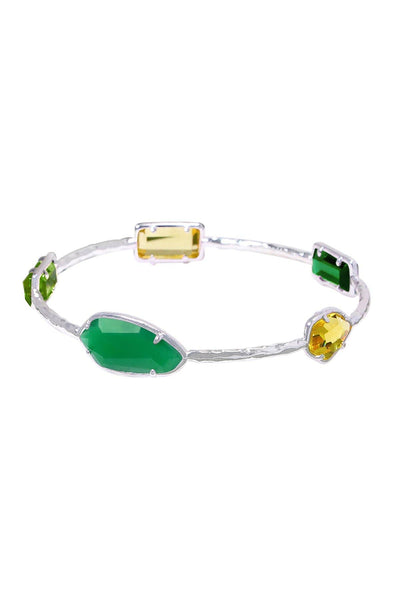 Green Chalcedony Crystal Bangle Bracelet - SF