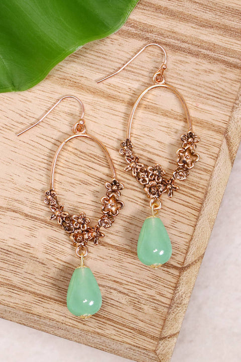 Green Aventurine & Blossoms Drop Earrings - GF