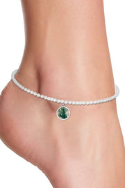 Moss Agate Charm Beaded Anklet - SF