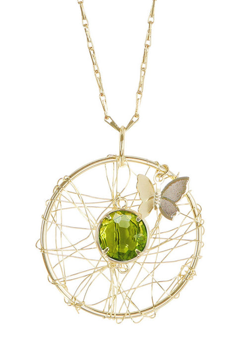 Peridot Crystal Dreamcatcher Necklace - GF