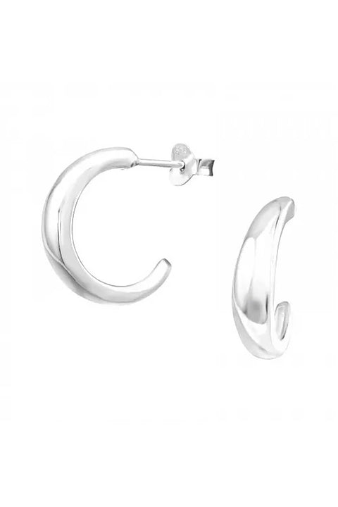 Sterling Silver Half Hoop Ear Studs - SS