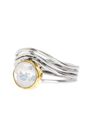 Moonstone Crystal & Two-Tone Freeform Ring - SF