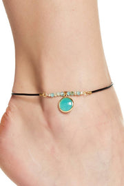 Amazonite Crystals & Leather Anklet - GF