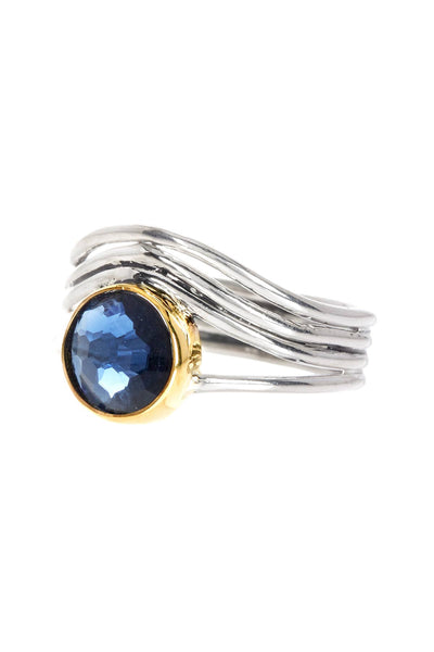 London Blue Crystal & Two-Tone Freeform Ring - SF