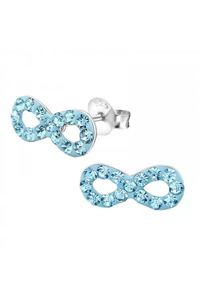 Sterling Silver Infinity Ear Studs With Crystal - SS