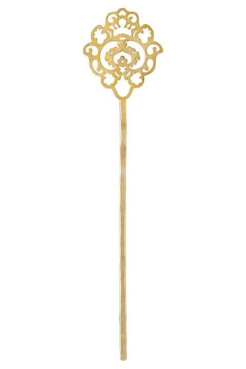 Filigree Hair Stick In Natural Brass - BR