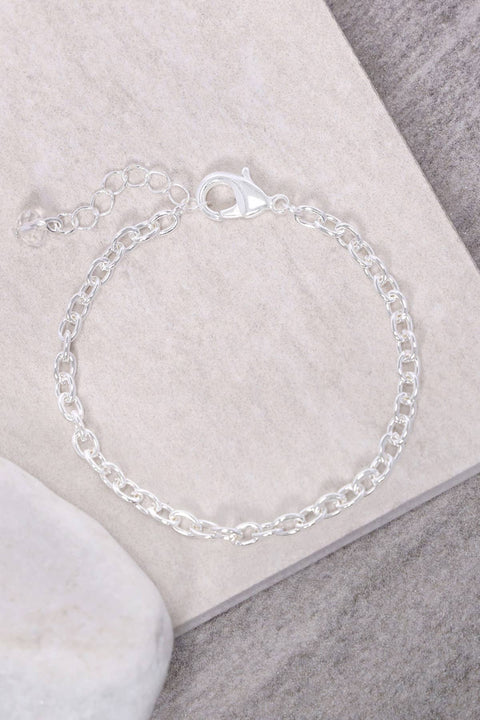 Silver Plated 4mm Cable Chain Bracelet - SP