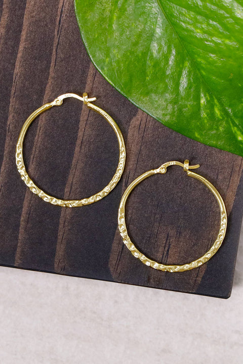 1.5" Dia. Hammered Hoop Earrings - GF