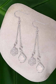 Moonstone Crystal Rose Drop Earrings - SF