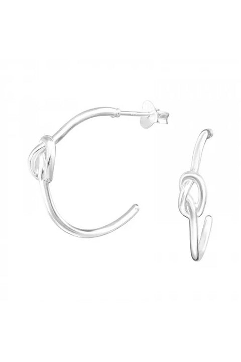 Sterling Silver Knot Half Hoop Ear Studs - SS