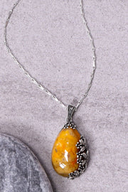 Crazy Lace Agate Floral Pendant Necklace - SF