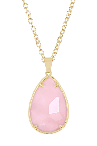 Rose Quartz Pear Cut Pendant Necklace - GF