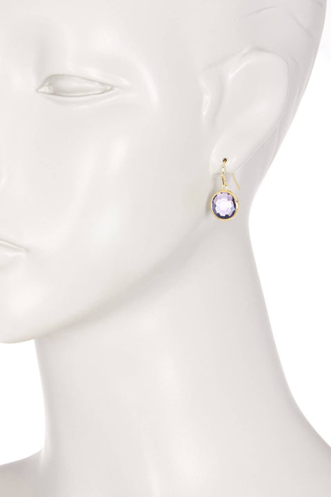 Lavender Crystal Round Drop Earrings - GF