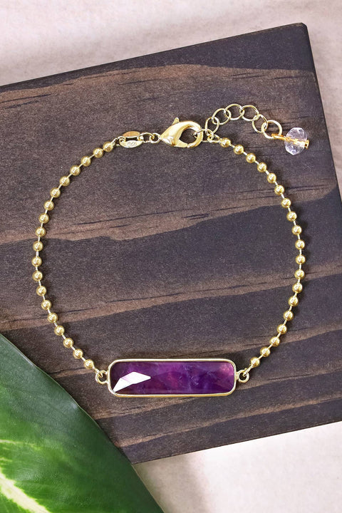 Amethyst Beaded Charm Bracelet - GF