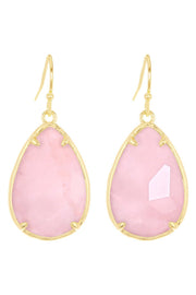 Rose Quartz Pear Cut Earrings - GF