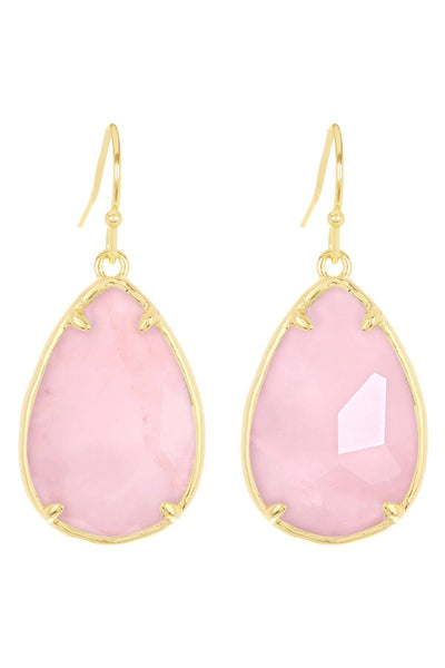 Rose Quartz Pear Cut Earrings - GF