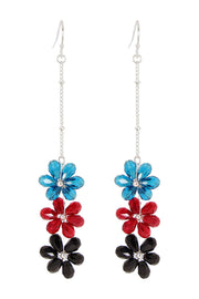 Mixed Austrian Crystal Flower Bloom Drop Earrings - SF