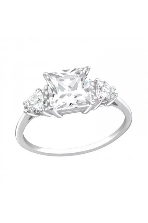 Sterling Silver Solitaire Ring With CZ - SS