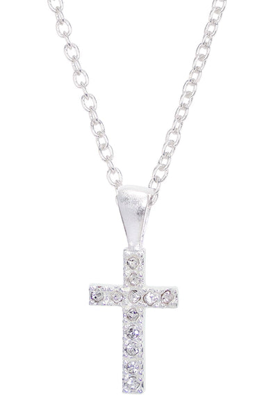 Cubic Zirconia Pave Cross Pendant Necklace - SF