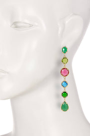 Green Chalcedony Crystal & Mixed Crystal Drop Earrings - GF