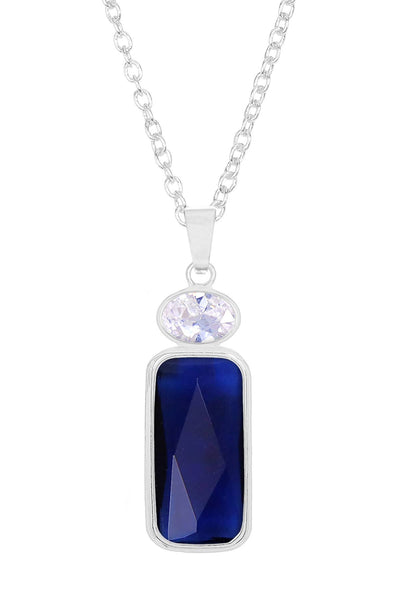 London Blue Crystal Pendant Necklace - SF