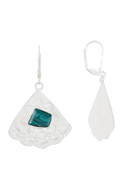 Malachite Fan Drop Earrings - SF