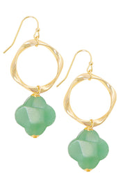 Green Aventurine & Freeform Hoop Drop Earrings - GF