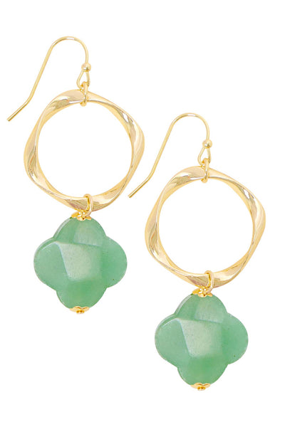 Green Aventurine & Freeform Hoop Drop Earrings - GF