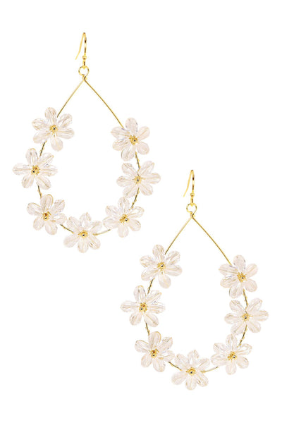 Clear Austrian Crystal Flower Bloom Statement Earrings - GF