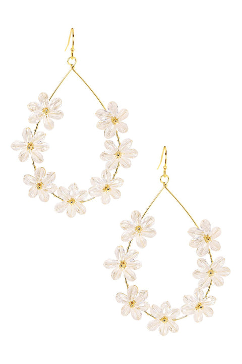 Clear Austrian Crystal Flower Bloom Statement Earrings - GF