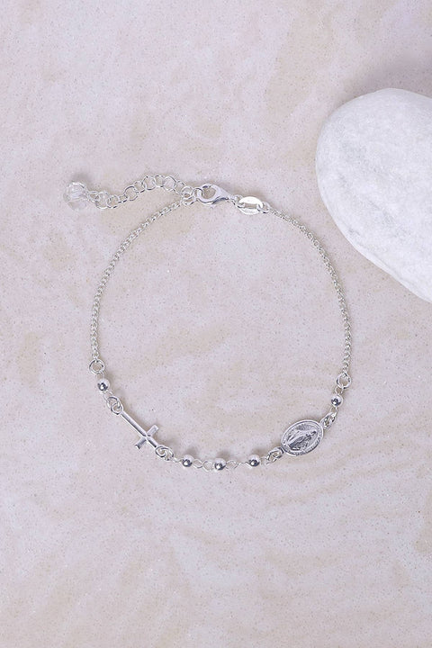 Sterling Silver Rosary Charm Bracelet - SS