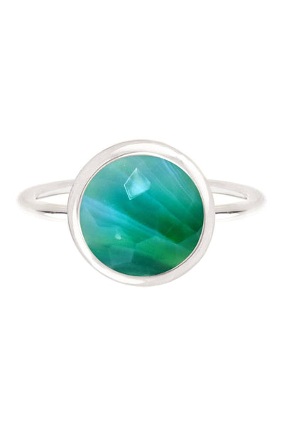 Green Lace Agate Round Ring - SF