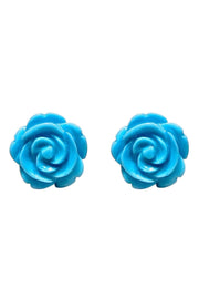 Sterling Silver & Turquoise Rose Post Earrings - SS