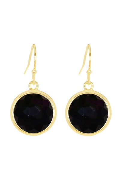 Black Onyx Fancy Cut Round Earrings - GF