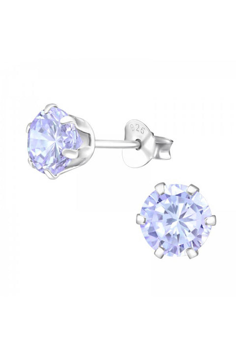 Sterling Silver Round 6mm Ear Studs With Cubic Zirconia - SS