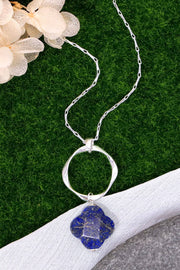 Lapis & Freeform Hoop Pendant Necklace - SF