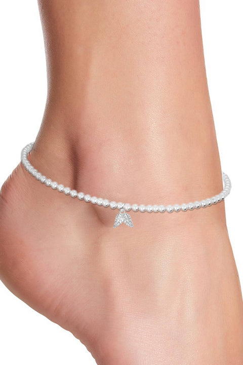 Angel Wings Charm Beaded Anklet - SF