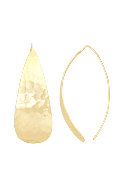 14k Gold Plated Hammered Teardrop Earrings - GF