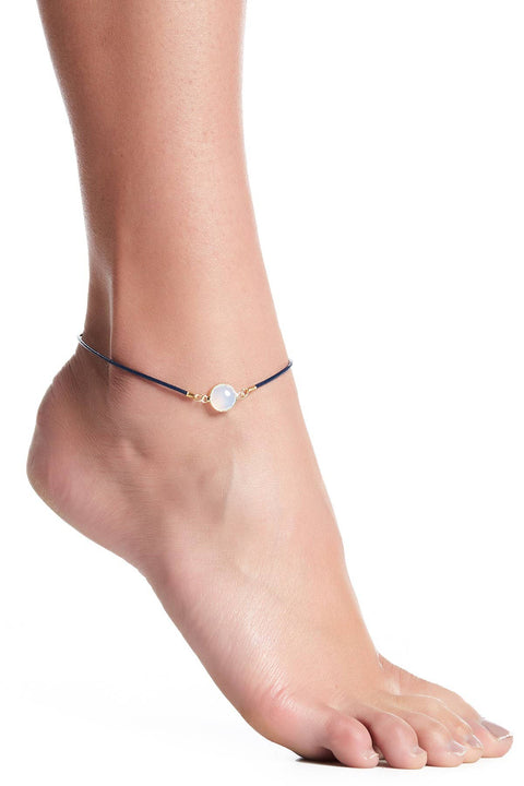 Moonstone Crystal & Leather Anklet - GF