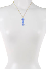 Tanzanite Austrian Crystal Flower Pendant Necklace - GF