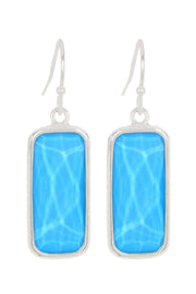 Turquoise Quartz Rectangle Earrings - SF