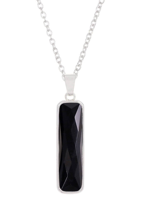 Black Onyx Rectangle Pendant Necklace - SF