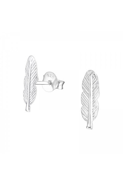 Sterling Silver Feather Ear Studs - SS