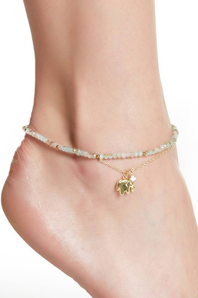 Austrian Crystal & Elephant Anklet - GF