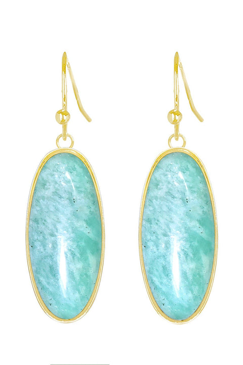 Amazonite Oval Drop Earrings - GF