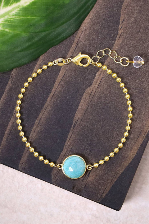 Amazonite Beaded Charm Bracelet - GF