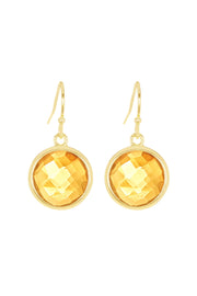 Amber Crystal Round Drop Earrings - GF