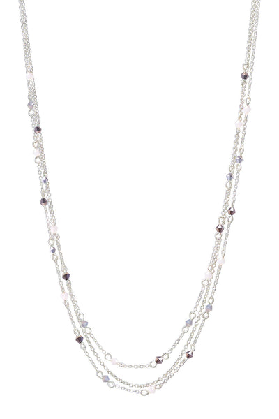 Black & White Austrian Crystal Multi Strand Necklace - SF