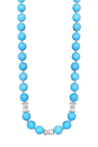 Turquoise & Silver Plated Chippewa Necklace - SF