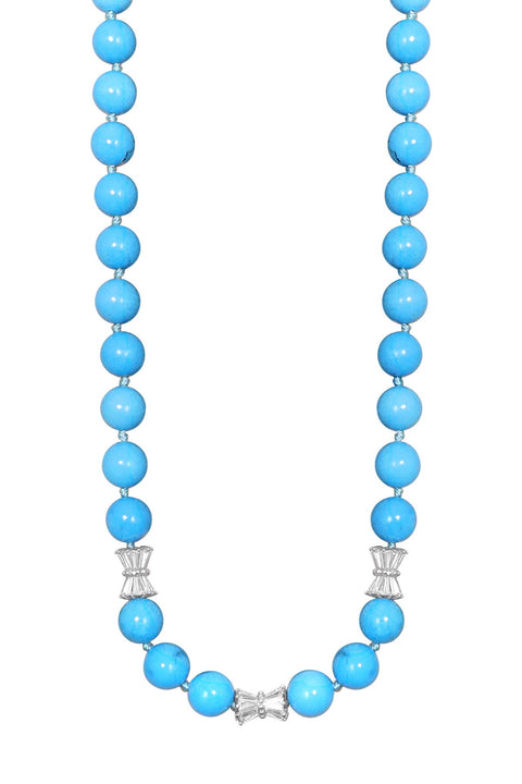 Turquoise & Silver Plated Chippewa Necklace - SF